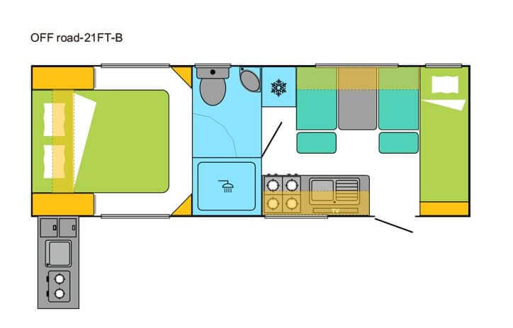 21ft Caravan Floor Plan B
