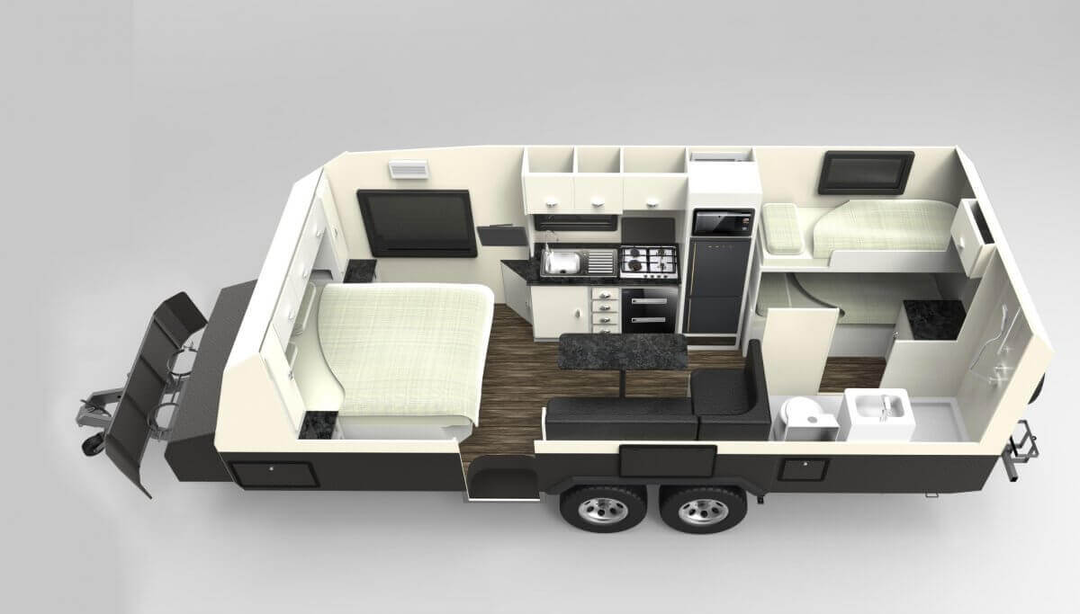21ft Caravan Floor plan C 3D